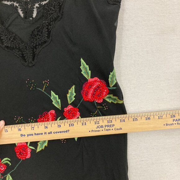 Vintage Sue Wong Silk Beaded Red Rose Embroidered Lace Maxi Dress size 6 Y2K - Picture 8 of 13